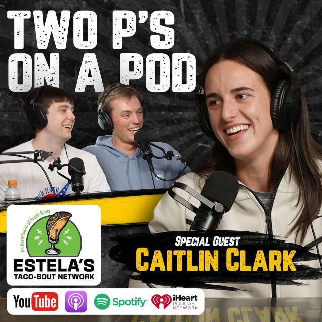 Excited to announce the next episode of Two P’s On A Pod, with the incredible @caitlinclark22 !!We’re so honored to co-produce this with Estela’s, and we hope you’ll check out this amazing episode on the Estela’s Taco-Bout network on YouTube and all your favorite streaming platforms, tomorrow morning!